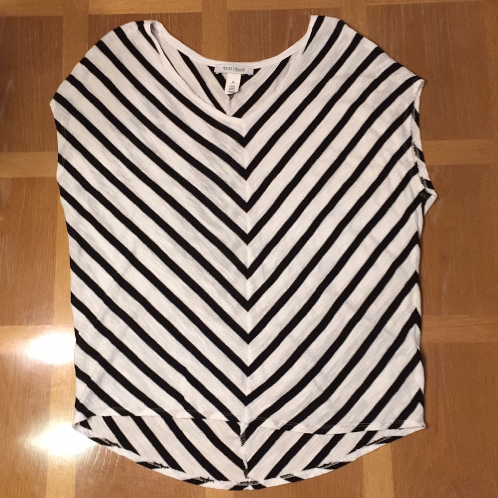 White House Black Market black & white striped tee